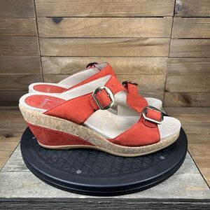 Dansko Carla Womens Size 41 US 11-11.5 Sandals Orange Slip On Cork Wedge Heels